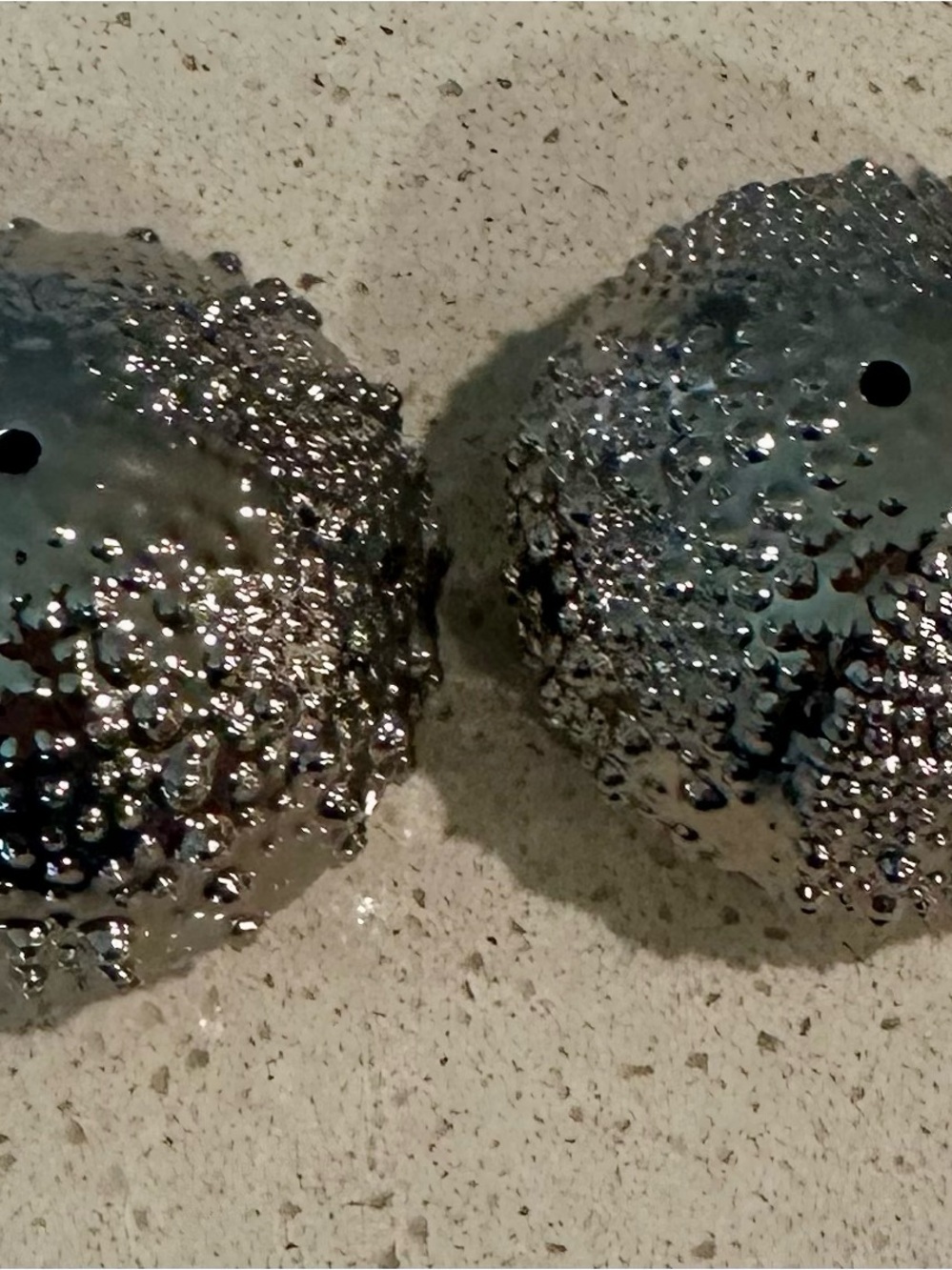 Williams Sonoma Metallic Sea Urchin Decorative Pair Salt & Pepper Shakers